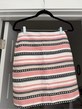 LOFT Pink, White & Black Striped Knit Mini Skirt